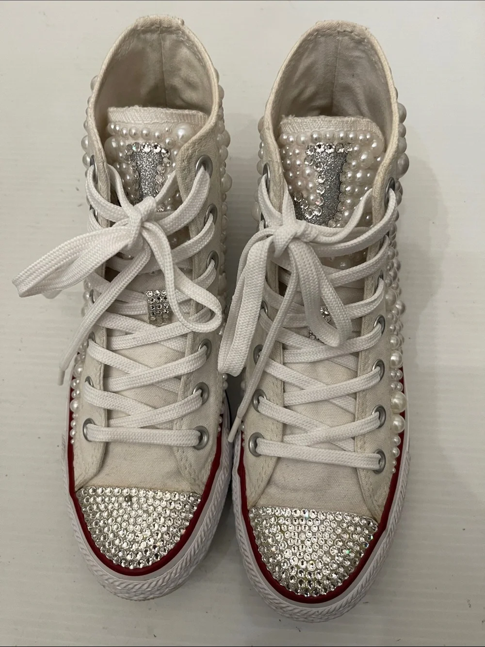 CONVERSE ALL STAR HIGH TOP PEARL SNEAKERS WOMENS SIZE 7 - Picture 2 of 14